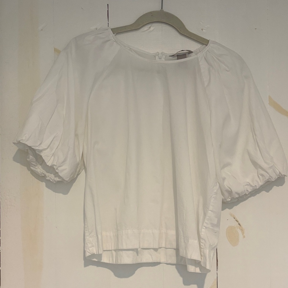 Balloon sleeve white blouse